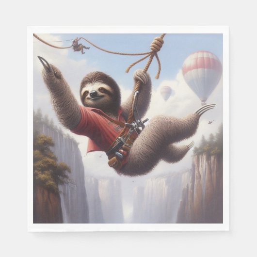 Sloth Ziplining Serviette (Vorderseite)