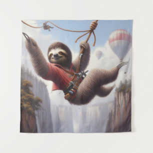 Sloth Ziplining Wandteppich