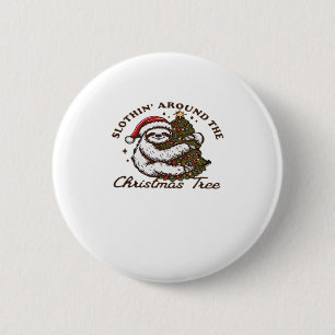 Slothin rund um den Weihnachtsbaum, Weihnachten Button