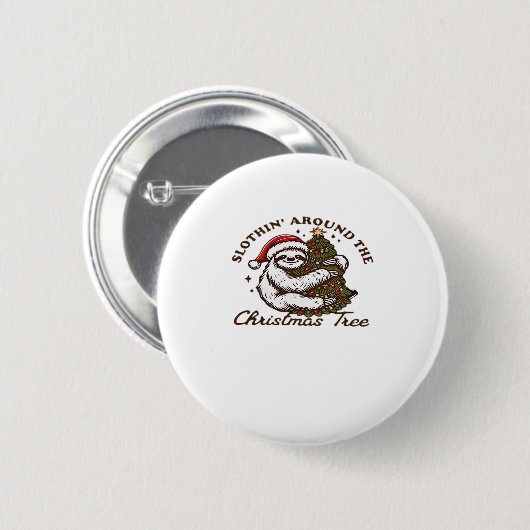 Slothin rund um den Weihnachtsbaum, Weihnachten Button (Vorne & Hinten)