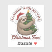 Slothin' um den Weihnachtsbaum Aufkleber (Blatt)