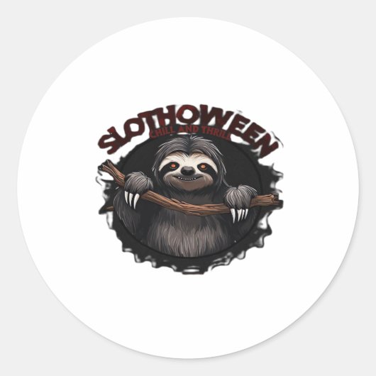Slothoween Chill and Thrill - Creepy Sloth Classic Runder Aufkleber (Vorderseite)