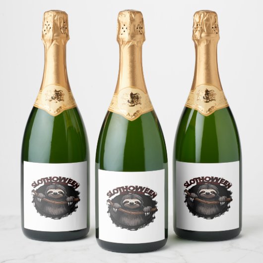 Slothoween Chill and Thrill - Creepy Sloth Classic Schaumweinetikett (Flaschen)