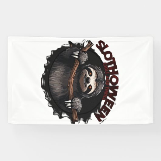 Slothoween Chill And Thrill - Gruseliger Faultier Banner (Horizontal)