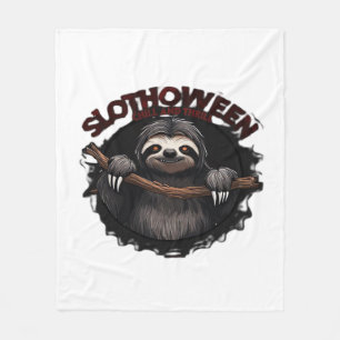 Slothoween Chill And Thrill - Gruseliger Faultier Fleecedecke