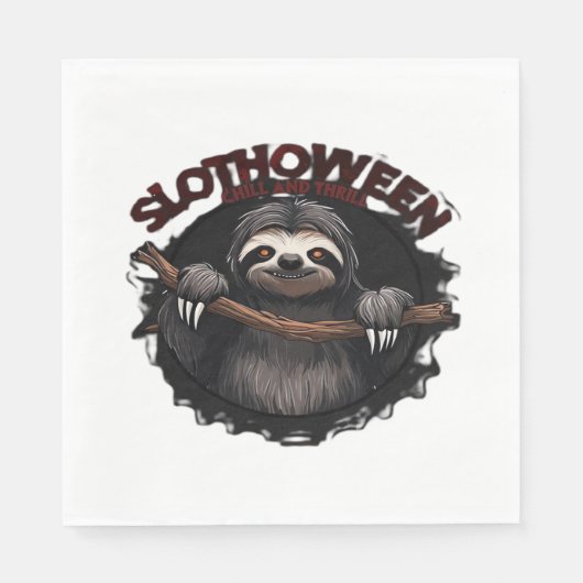 Slothoween Chill And Thrill - Gruseliger Faultier Serviette (Vorderseite)