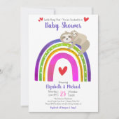 Sloths Boho Rainbow Baby Shower Moderne Niedliche  Einladung (Vorderseite)