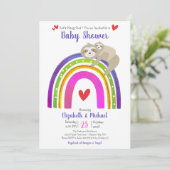 Sloths Boho Rainbow Baby Shower Moderne Niedliche  Einladung (Stehend Vorderseite)
