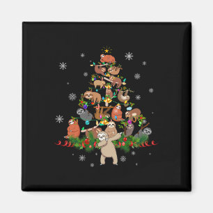 Sloths Christmas Tree Lights Fun Sloths Xmas Gesch Magnet