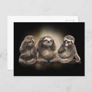 Sloths Drinken Wein Sarcastic Geschenk für Wein Lo Postkarte