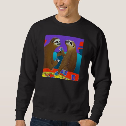 Sloths Playing Poker Cards Gambling I Love Sloths Sweatshirt (Vorderseite)