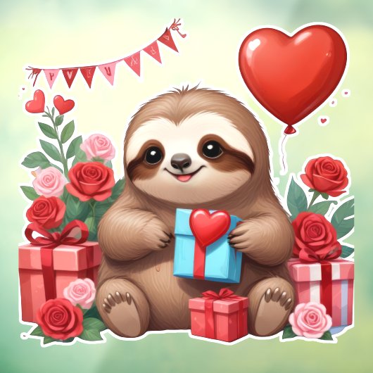 Sloths Valentinüberraschung Fensteraufkleber (Blatt 3)