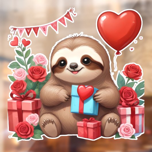 Sloths Valentinüberraschung Fensteraufkleber (Blatt 2)