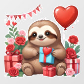 Sloths Valentinüberraschung Fensteraufkleber (Blatt)