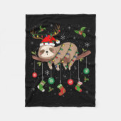 Sloths Xmas Lighting Reindeer Santa Hat Sloth Chri Fleecedecke (Vorderseite)
