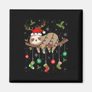 Sloths Xmas Lighting Rentier Weihnachtsmannmütze S Magnet