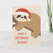 Slothsome Holiday Sloth Christmas Grußkarte Karte (Vorderseite)