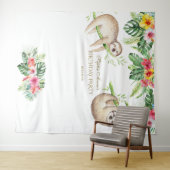 SlothTropical Floral Birthday Foto Booth Prop Wandteppich (Beispiel (Horizontal))