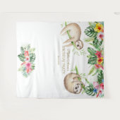 SlothTropical Floral Birthday Foto Booth Prop Wandteppich (Vorderseite (Horizontal))