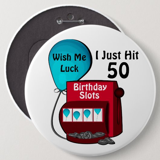 Slotmaschine 50. Geburtstag Button (Vorne & Hinten)