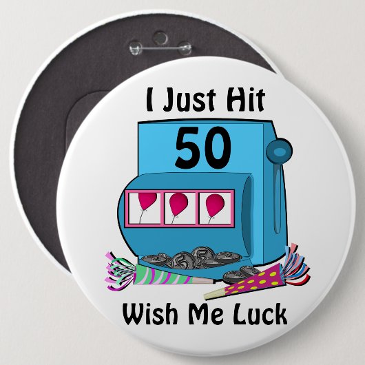 Slotmaschine 50. Geburtstag Button (Vorne & Hinten)