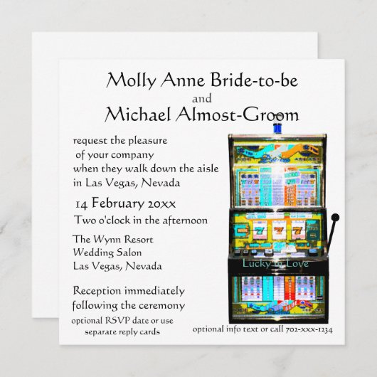 Slotmaschine Glück in der Liebe Einladung (Vorne/Hinten)