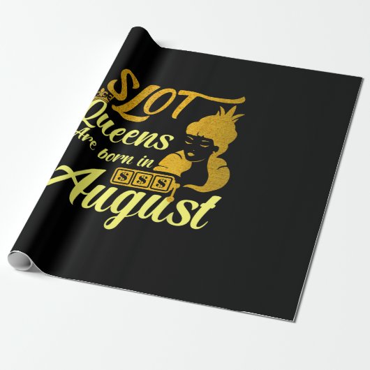 Slotmaschine Königin August Geburtstag Geschenkpapier (Ungerollt)