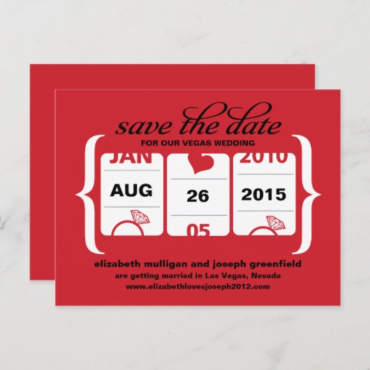 Slotmaschine Save the Date - Hochfahren Ankündigungspostkarte (Vorne/Hinten)