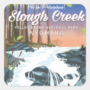Slough Creek, Yellowstone Nationalpark Quadratischer Aufkleber
