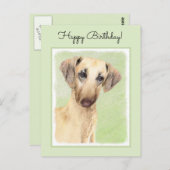 Sloughis-Malerei - Niedliche Original Hunde-Kunst Postkarte (Vorne/Hinten)
