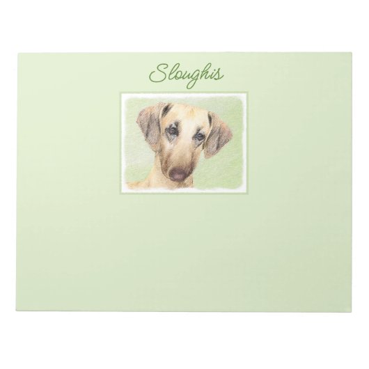 Sloughis-Malerei - Niedliches Original-Hundeart-Ed Notizblock (Vorderseite)