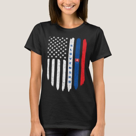 Slovak American Flag Slovakia Root Dad T-Shirt (Vorderseite)