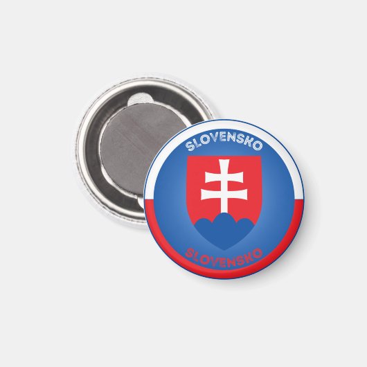 Slovakia Coat of Arms Circle Shape Magnet (Vorderseite/Rückseite)