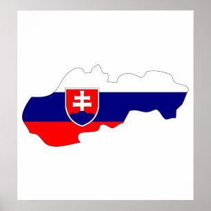 Slovakia Flag Map full size Poster
