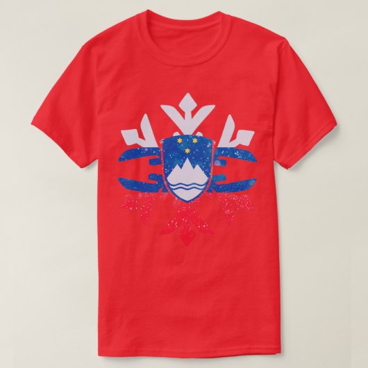 Slovenia Flag Winter Snowflake Design T-Shirt (Design vorne)