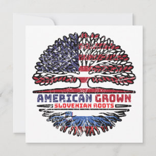 Slovenia Slovenian American USA Tree Roots Flag Karte