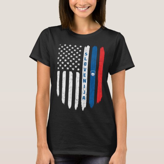 Slovenian American Flag Slovenia Root Dad T-Shirt (Vorderseite)