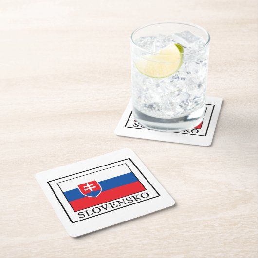 Slovensko Rechteckiger Pappuntersetzer (Vor Ort)