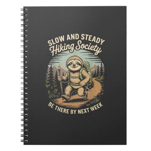 Slow and Steady Hiking Society Funny Sloth Hike Lo Notizblock (Vorderseite)