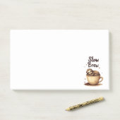 Slow Brew Kaffee Faultier Post-it Klebezettel (Auf Schreibtisch)