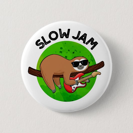Slow Jam Funny Music Animal Puff Button (Vorderseite)