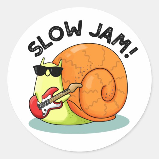 Slow Jam Funny Music Snail Pub Runder Aufkleber (Vorderseite)