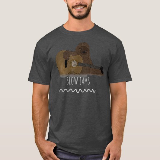 Slow Jams Sloth Gitarre spielen gestört T-Shirt (Vorderseite)
