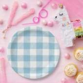 Slow-Living Ice Blue Check Pappteller (Party)