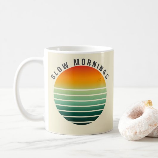 Slow Mornings - Retro Aesthetic Mug Kaffeetasse (Mit Donut)