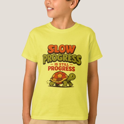 Slow Progress Is Still Progress Turtle Motivation T-Shirt (Vorderseite)