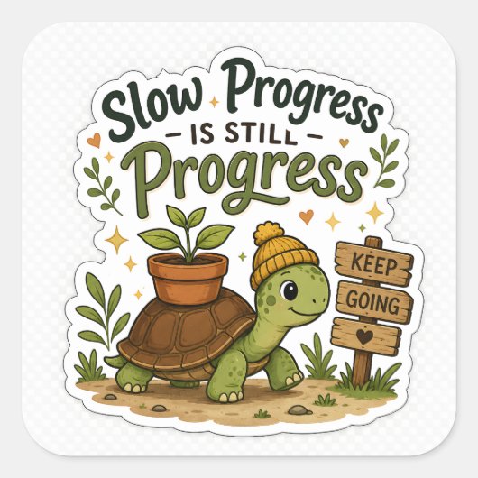 Slow Progress Is Still Progress Turtle Sticker  (Vorderseite)