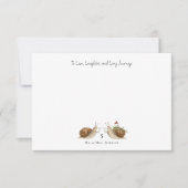 Slow & Steady Snail Wedding | Bride & Groom Mitteilungskarte (Vorderseite)