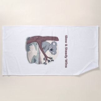 **"Slow & Steady Wins – Motivational Cute Koala "* Strandtuch