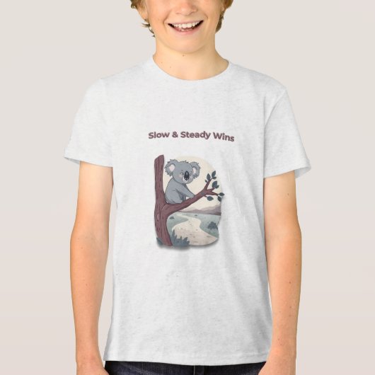 **"Slow & Steady Wins – Motivational Cute Koala "* Tri-Blend Shirt (Vorderseite)